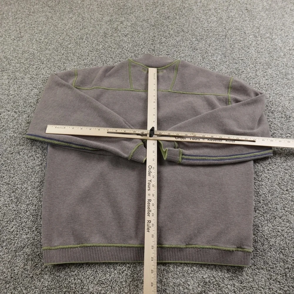 Tommy Bahama Sweater Mens XL Gray 1/4 Zip Mock Neck Knit Pullover Reversible Top